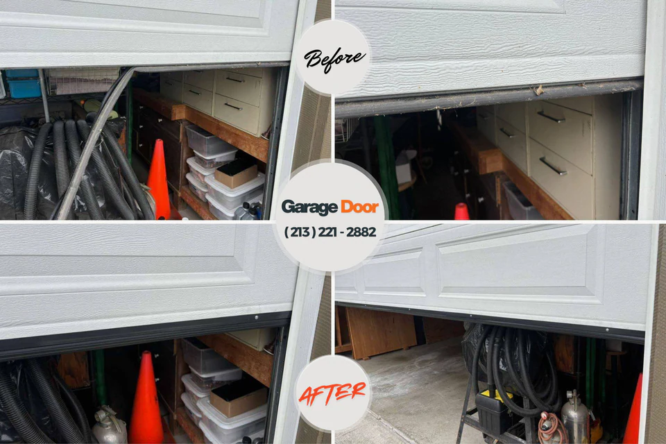 Before and after: garage door repair Elm Grove, WI